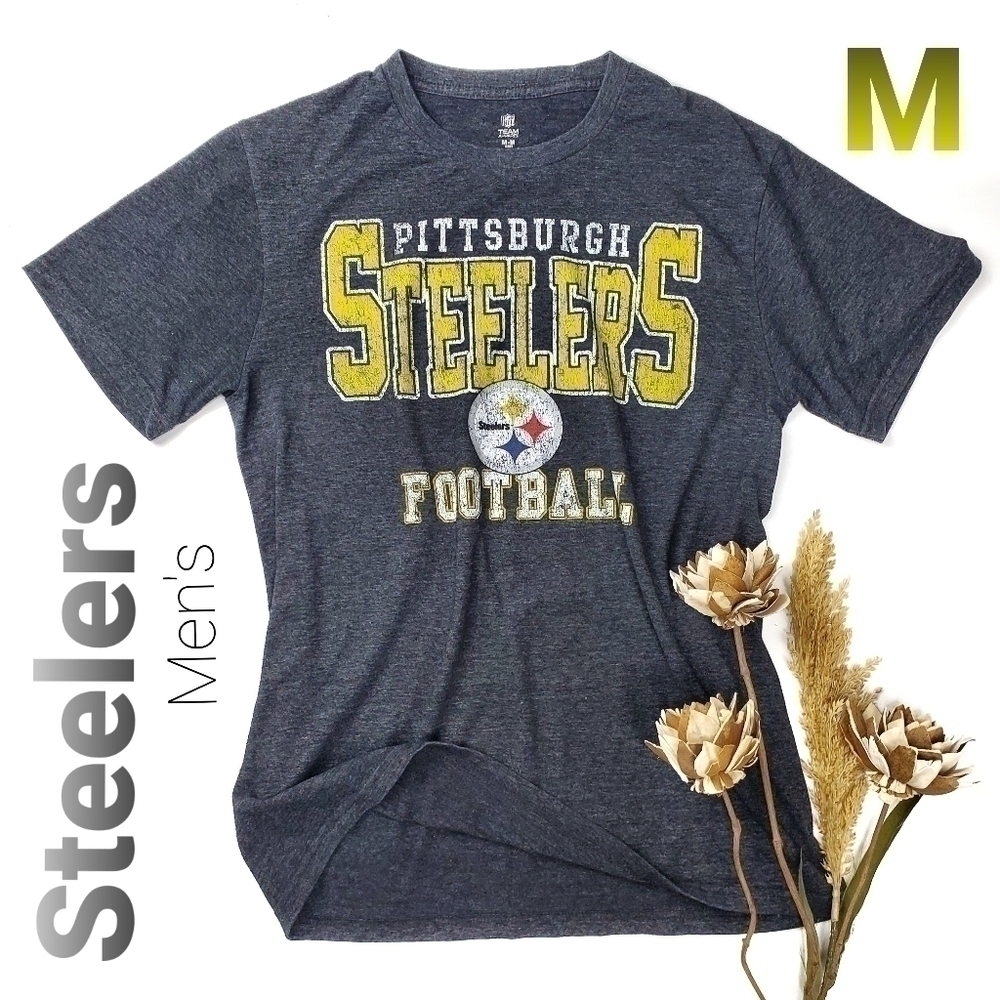 NEW Steelers Men's Distressed Grey Tee Med